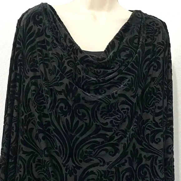 Bob Mackie New Velvet Burnout Top Cowl Neck Dark Romantic Whimsigoth - Picture 2 of 8